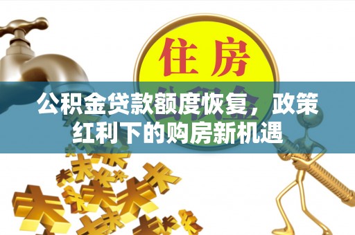 红原公积金贷款额度恢复，政策红利下的购房新机遇