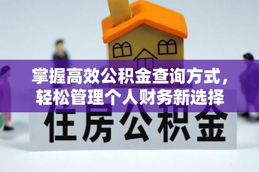 红原掌握高效公积金查询方式，轻松管理个人财务新选择